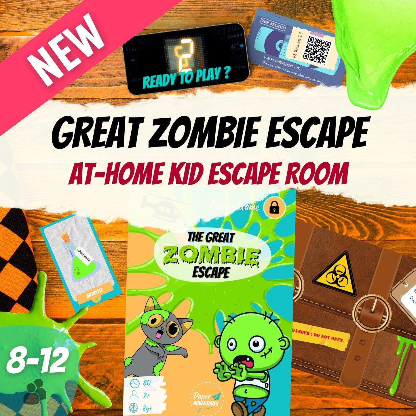 Escape Room for Kids at home : Great Zombie Escape Halloween children party game - cover
