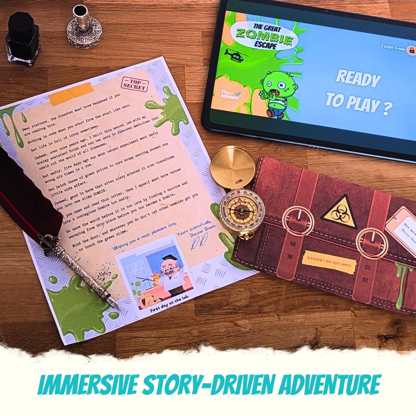 Escape Room for Kids at home : Great Zombie Escape Halloween children party game - letter puzzle