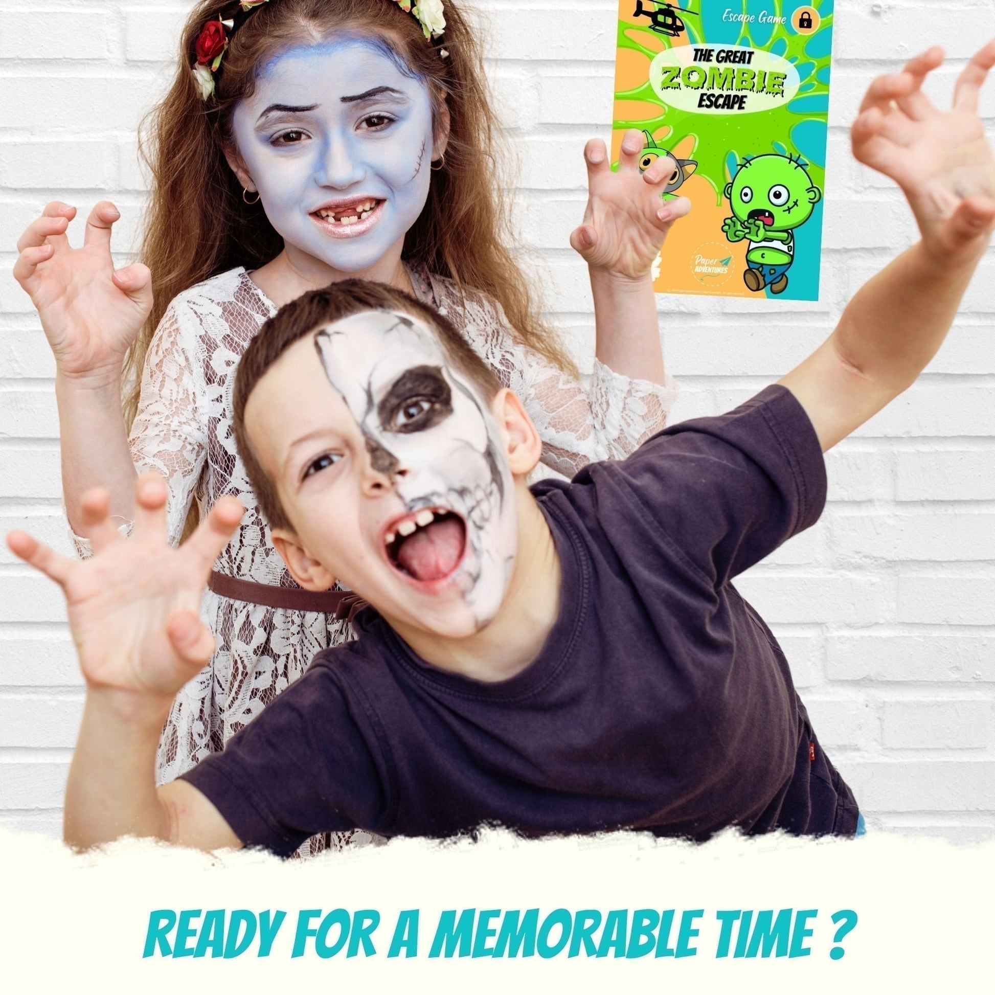 Escape Room for Kids at home : Great Zombie Escape Halloween children party game - kids in Halloween make-up