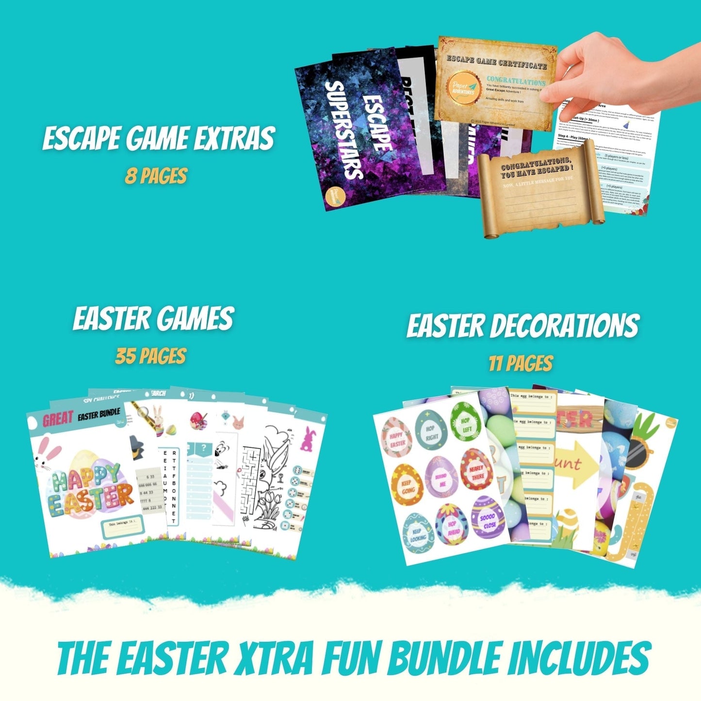 Easter Escape Room for Kids at home - overview of content