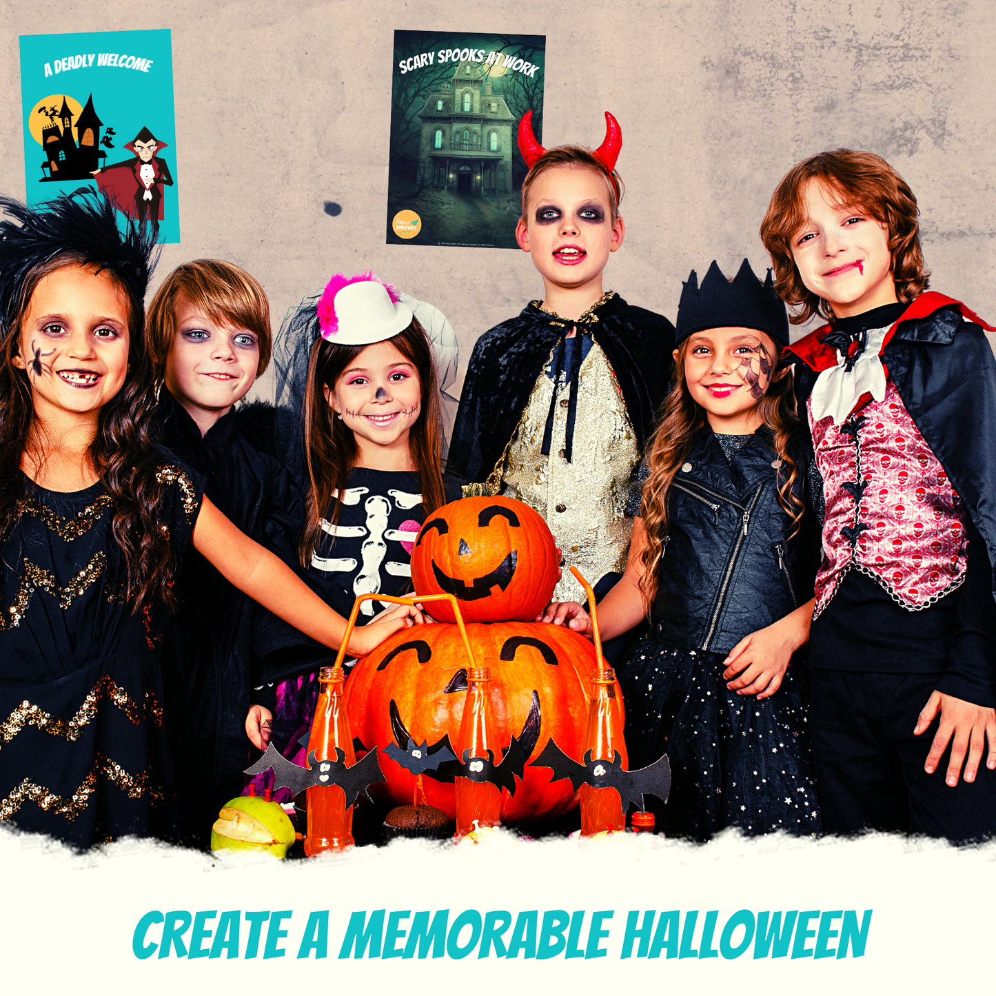 Escape Room for Kids at home : Great Halloween Escape Halloween children party game - children in fancy dress including pumpkin