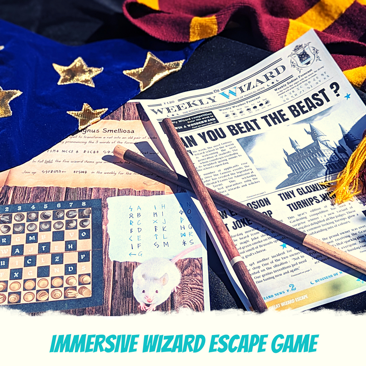 Wizard Escape Room Game. Adventure Party Game for Kids, Families