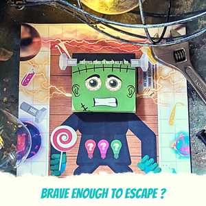 Escape Room Game kit for kids perfect for children birthday parties : Great Halloween Escape. Home family spooky trick or treat activity - frankenstein puzzle