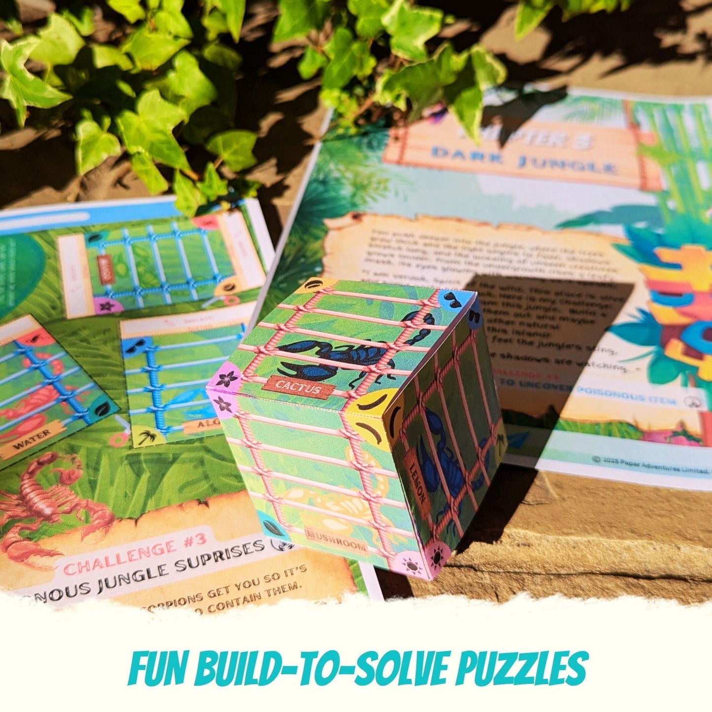 Escape Room for kids and escape game at home perfect for children birthday parties :Great Outdoor Escape summer camp children party game - fun build to solve puzzles scorpion cage