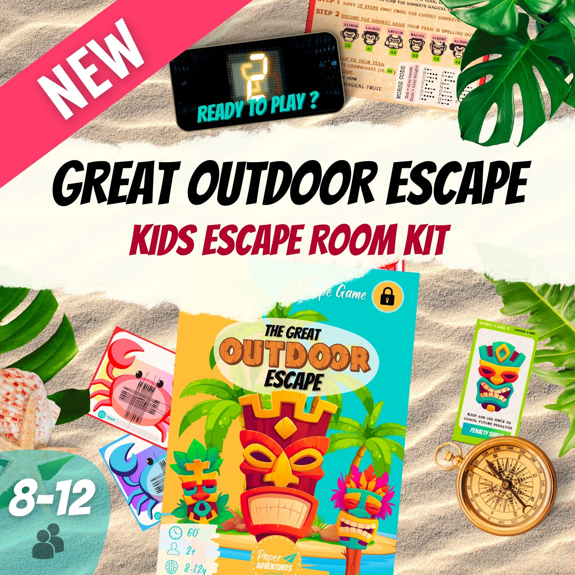 Escape Room for kids and escape game at home perfect for children birthday parties : Great Outdoor Escape summer camp children party game - cover