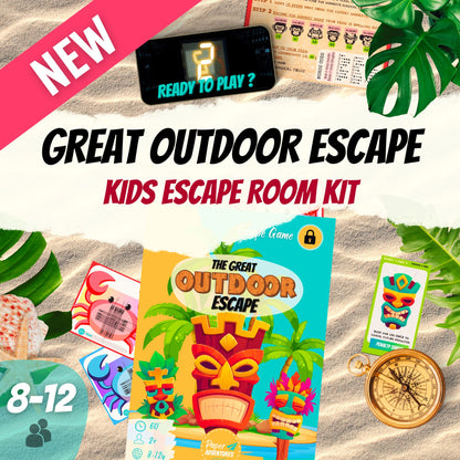 Escape Room for kids and escape game at home perfect for children birthday parties : Great Outdoor Escape summer camp children party game - cover