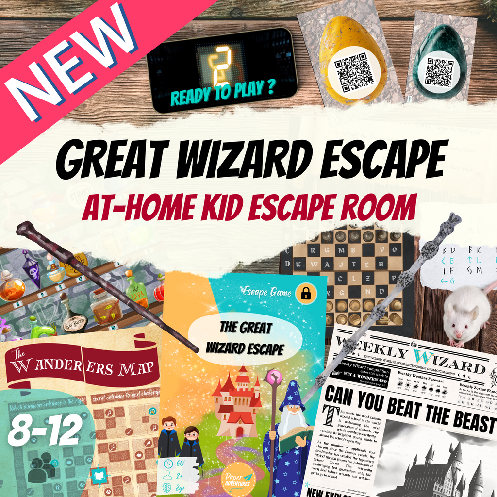 Great Wizard Escape game for kids at home fans of harry potter . Family activity like a scavenger hunt- cover