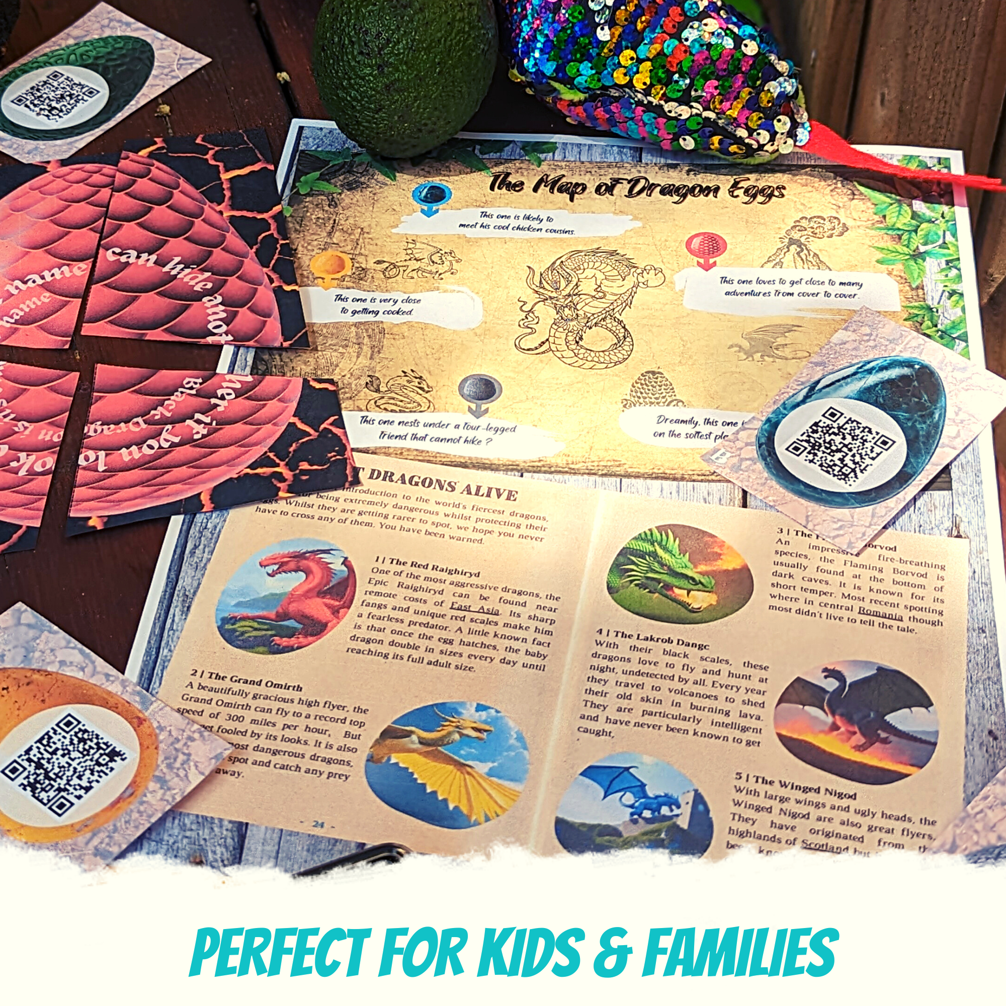 Escape Room Game kit for kids perfect for children birthday parties : Great Wizard Escape. Home family Harry Potter and Hogwarts activity - dragons