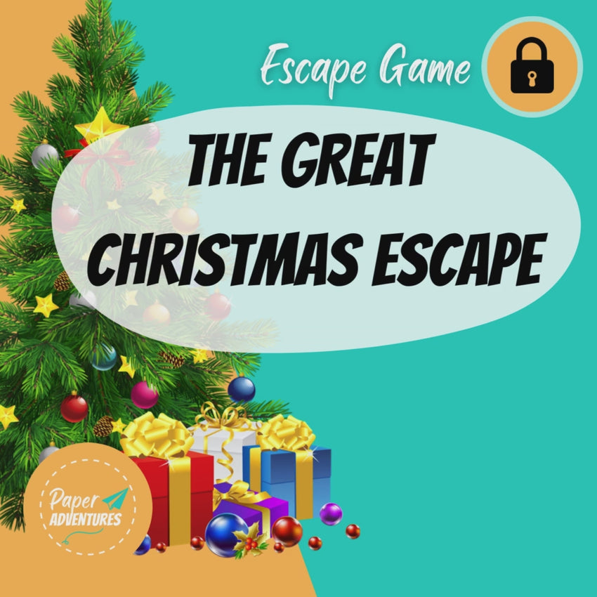 Christmas Escape Room Game family DIY Printable Game Kit for Kids at Home from Paper Adventures, Print & Play diy printable game for children - The great Christmas escape, a festive game where santa needs help to save christmas - video