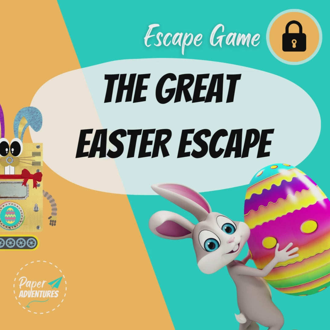 Escape Room Game kit for kids perfect for children birthday parties : Great Easter Escape. Home family easter bunny egg treasure hunt  activity - trailer