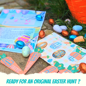 Escape Room Game kit for kids perfect for children birthday parties : Great Easter Escape. Home family easter bunny egg treasure hunt  activity - carrot puzzle