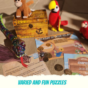 Escape Room Game kit for kids perfect for children birthday parties : Treasure of Dodo Island. Home family pirate caribbean treasure hunt  activity -  treasure puzzle