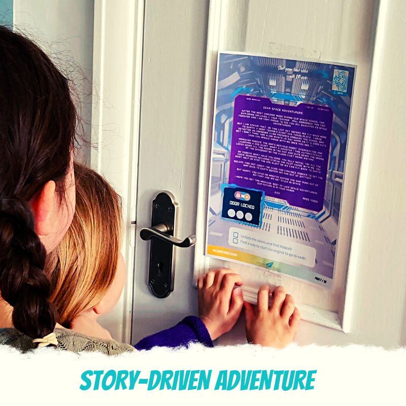 Kid Escape Room Game print at home diy from Paper adventures - children reading story