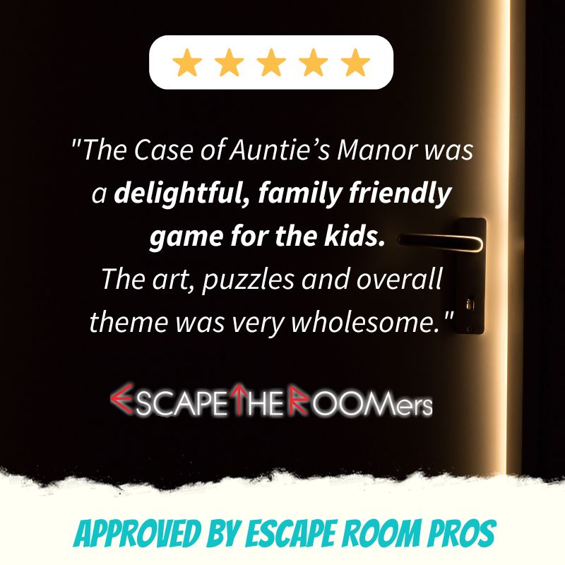 Escape Room Game kit for kids perfect for children birthday parties : Case of Auntie's Manor. Home family detective clue mystery who dunnit activity  -  review of Case of Auntie's Manor