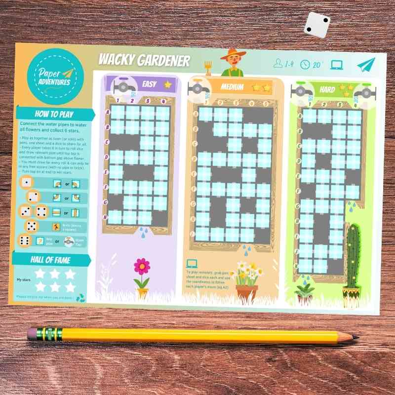 Paper adventures - Wacky Gardener - children and family classic printable game